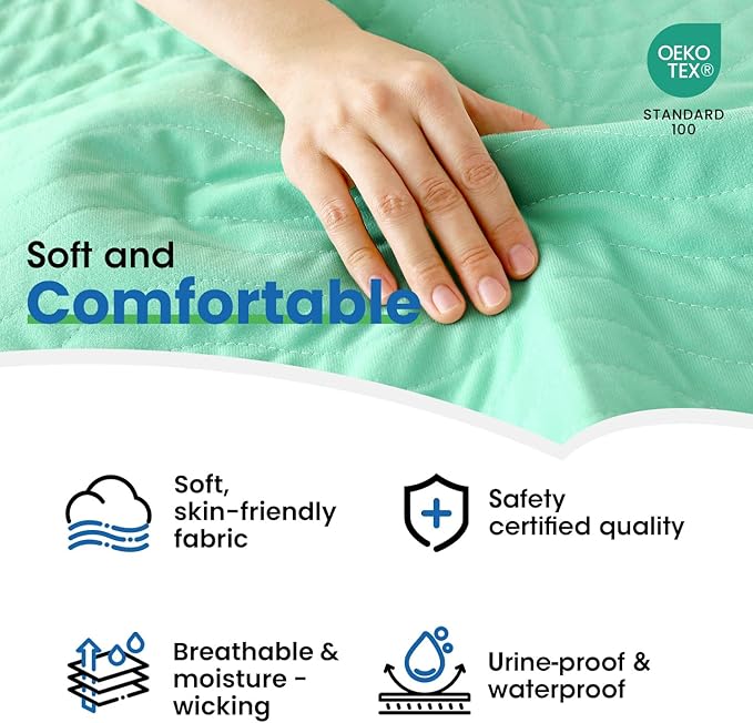 Washable Underpads ,Reusable Incontinence Pads for Kids, Adults, Elderly, Pets - Waterproof Protective Pad for Bed, Couch, Sofa, Furniture, Floor
