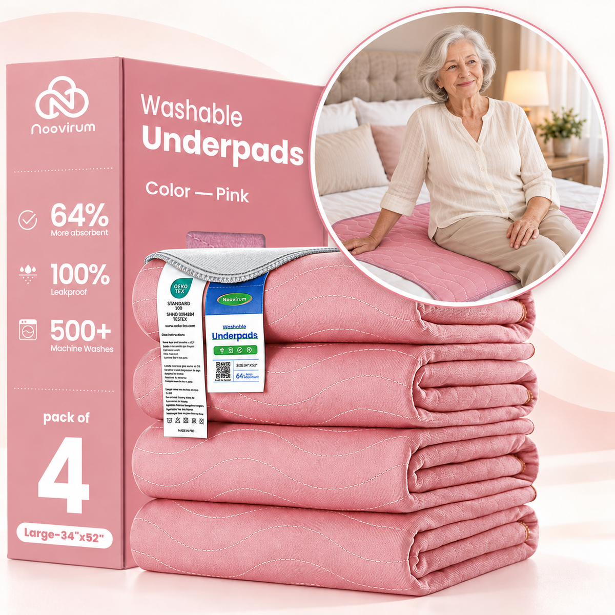 Blue Washable Underpads for Adults & Seniors